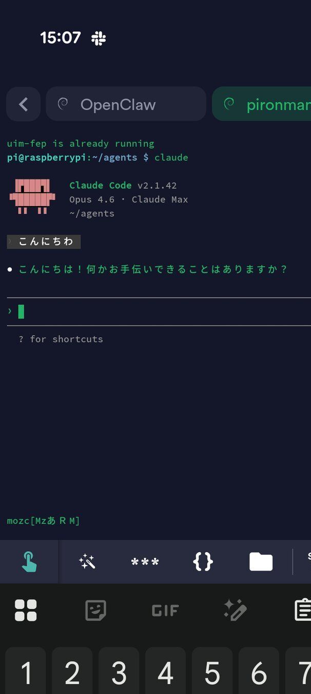 Image for the Tweet beginning: スマホだけで、AIとコーディングできる時代です📱

Raspberry PiでClaude Codeを動かし、スマホのSSHアプリから接続。電車の中でも、カフェでも、ターミナル越しにAIとペアプログラミングができます。

私のやり方は、tmuxでClaude Codeのセッションを常駐させておくこと。スマホからSSH接続してtmux 